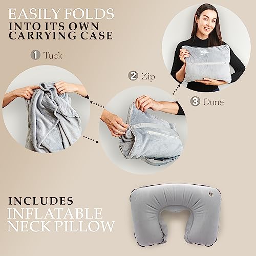 Travel Blanket Airplane Compact Best Airplane Blanket For Women & Men