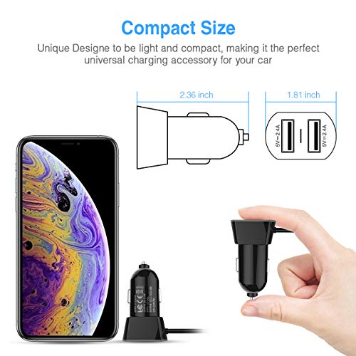 Car Charger Compatible for Garmin Nuvi, APPHOME Dual Port USB Vehicle Power Replacement Charging Cable Cord Adapter with Styles Pen/Cable Clips/Car Crowbar for Dash Cam GPS Android Cell Phones - Thumbnail 4