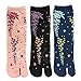 allydrew Flip Flop Socks Sandal Socks (set of 3), Carefree, Pink Black, Slate Blue