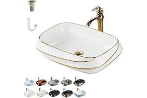 WYRNOBRX Bathroom Vessel Sink 24'' Black Ceramic Sink Modern Classic Counter Basin Large Above Counter Basin Washing Bowl wit