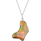 InfinityGemsArt Opal Necklace for Women Natural October Birthstone Everday Jewelry Raw Gemstone Rough Handmade Jewelry Crystals, 925 Silver Chain 20 inch Christmas Gifts For Men/Women