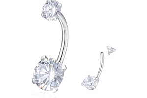 LOVEBODYJEWELRY G23 Titanium Belly Button Ring CZ Belly Button Barbell Navel Piercing Ring with Cubic Zirconia Body Jewelry 1