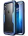 i-Blason Magma Series Case for iPhone X / iPhone Xs, Heavy Duty Protection Clear Back Shock Reduction/Full Body Bumper Case with Built-in Screen Protector (MetallicBlue)