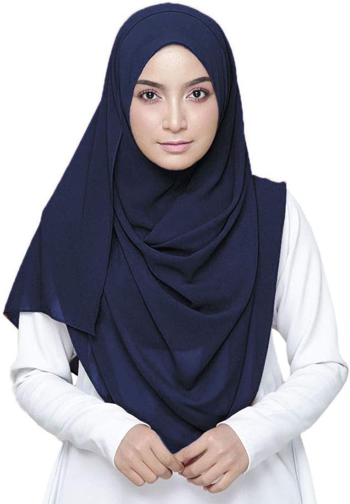 Solid Color Bubble Chiffon Scarf Women Muslim Hijab Long Scarf Wrap Scarves