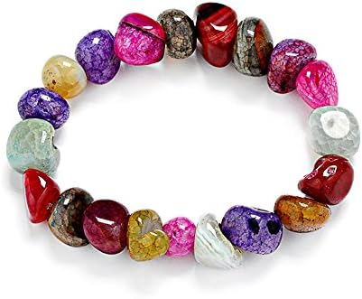 AIUIN 7 Chakra Gemstone Bracelet Colorful Ice Cracked Bracelet Bangle for Women
