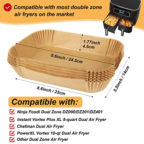 BYKITCHEN Air Fryer Liners for Ninja Foodi Dual Air Fryer, Rectangle