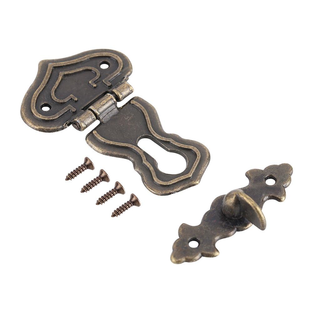 10 Pcs Zinc Alloy Retro Bronze Tone Jewelry Box Latch Chests Lock Fastener Toggle Hook Hinge