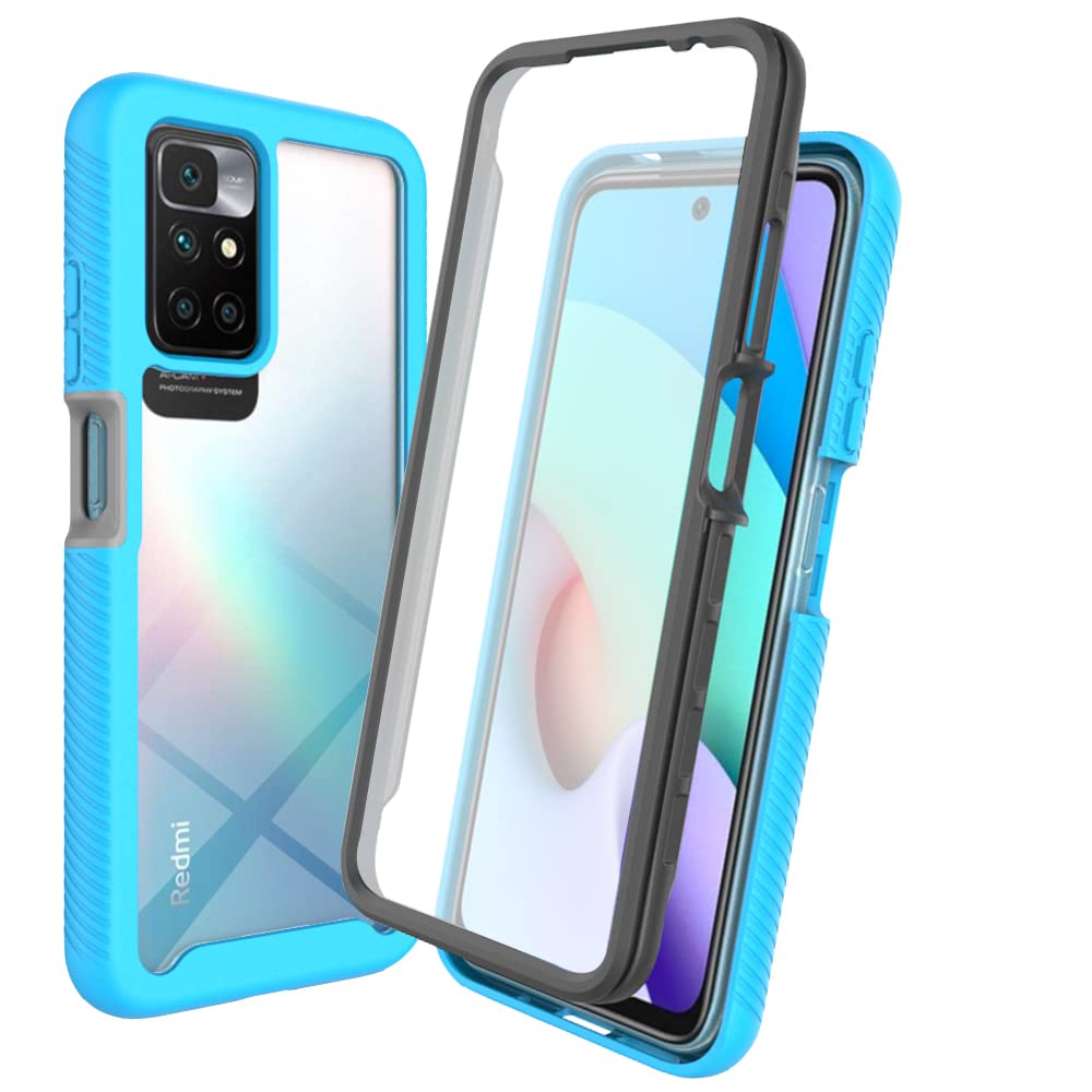 XINNI Case for Xiaomi Redmi 10 2022, 360 Degree Shockproof Protective All-Round Protection with Built-in Screen Protector, Robust Bumper Outdoor Cover, Light Blue — image 1