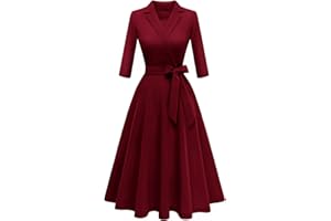 Meetjen Women's Vintage Tea Dress Fall Fit and Flare 3/4 Sleeve Elegant Cocktail Party Formal Church Dresses 2025