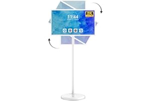 OHYEAHSPIN 32 Inch Portable TV on Wheels, MWE 2K Smart Touch Screen Rolling TV LCD Display with Wires plugged in use, Android OS, Type-C, USB, HDMI Port, Support Wireless Mouse Keyboard