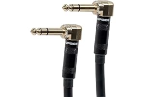 Monoprice Premier Series 1/4 Inch (TRS) Male Right Angle to Male Right Angle 16AWG Cable Cord - 1.5 Feet- Black (Gold Plated)