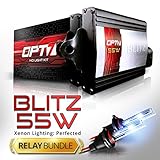OPT7 Blitz 55w Hi Power H11 (H8, H9) HID Kit - Relay Bundle - All Bulb Sizes and Colors - 2 Yr Warranty [6000K Lightning Blue Xenon Light]