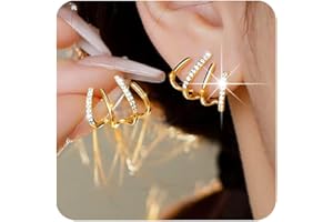 PANSHI Sterling Silver Post Earrings Silver Hoop Earrings for Women Trendy Stud Huggie Claw Earrings Cuff Hypoallergenic Jewelry Gifts