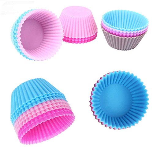 Muluo 1pcs/12pcs Silicone Cupcake Mold DIY Baking Fondant Muffin Cake Decorating Liner Pudding Jelly Case