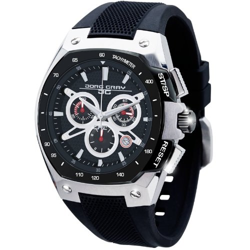 Jorg Gray JG8300-23 Round Watch with Integrated Silicone Straps with Steel buckle
