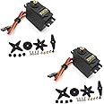 Treedix 2pcs Servo Motor Metal Gear High-Torque Servo Motor Compatible with Smart Car Robot Boat RC Helicopter Airplane (Control Angle 180)