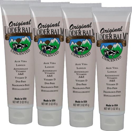 Unscented Original Udder Balm Moisturizing Cream 3oz Tube 4 Pack