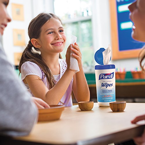 PURELL Hand and Face Sanitizing Wipes -  Clean Refreshing Scent Non-Alcohol Wipes, 40 Count Canisters (Case of 6) - 9120-06-CMR