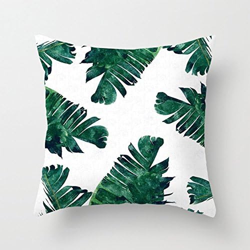 Aremazing Summer Tropical Green Leaves Super Soft Home Decorative Throw Pillow Case Cushion Cover Protector 18 x 18 Inch Square Home Sofa Bedding Decor (Green Leaves 01)
