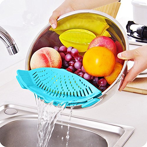 image for AUOON Clip on Strainer with 2 Clip for Veggies Pasta Ground Meat and M
