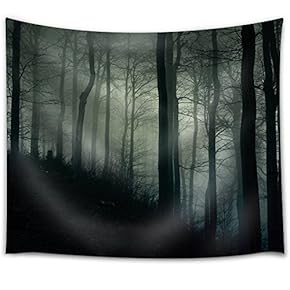 Dark Forest on a Hill Covered with Fog - Fabric Tapestry, Home Decor - 51x60 inches