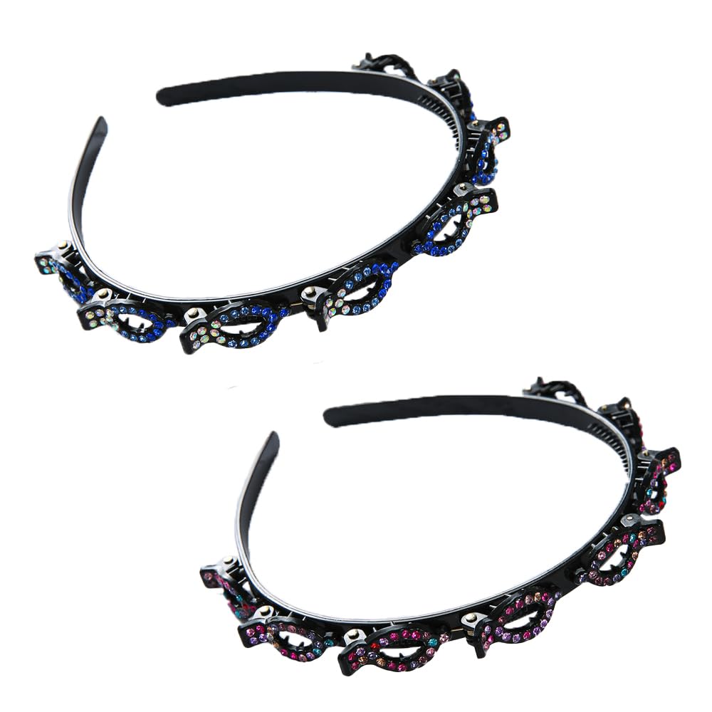 Qiwenr Fashionable headband, rhinestone elastic hair band, suitable for dancing, parties, work and everyday life