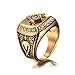 PMTIER Men's Cubic Zirconia Masonic Freemason Gold and Black Plated Stainless Steel Rings Size 11