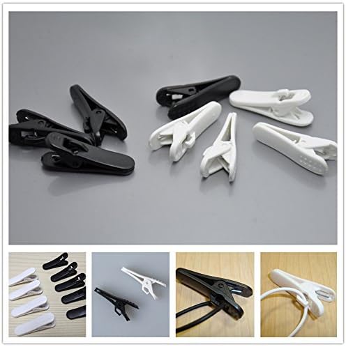 5/20/50/100Pc Black/White Plastic Headphone Earphone Headset Mount cable tidy Wire Cord Clip Nip aligator clamp Organizer Holder - Clips onto your clothing Shirt Lapel to keep cord in place For MP3 / MP4 / Ipod Cell phone Earphone Mic Supply Accessories Wholesale (100Pc Earphone Cord Clip)