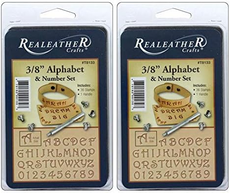 Realeather 3/8” Alphabet and Number Stamp Tool Set, Multicolor (Тwo Рack)