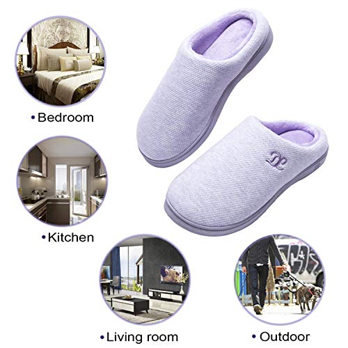 DL Womens Memory Foam Slippers, Slip on House Slippers for Women Indoor