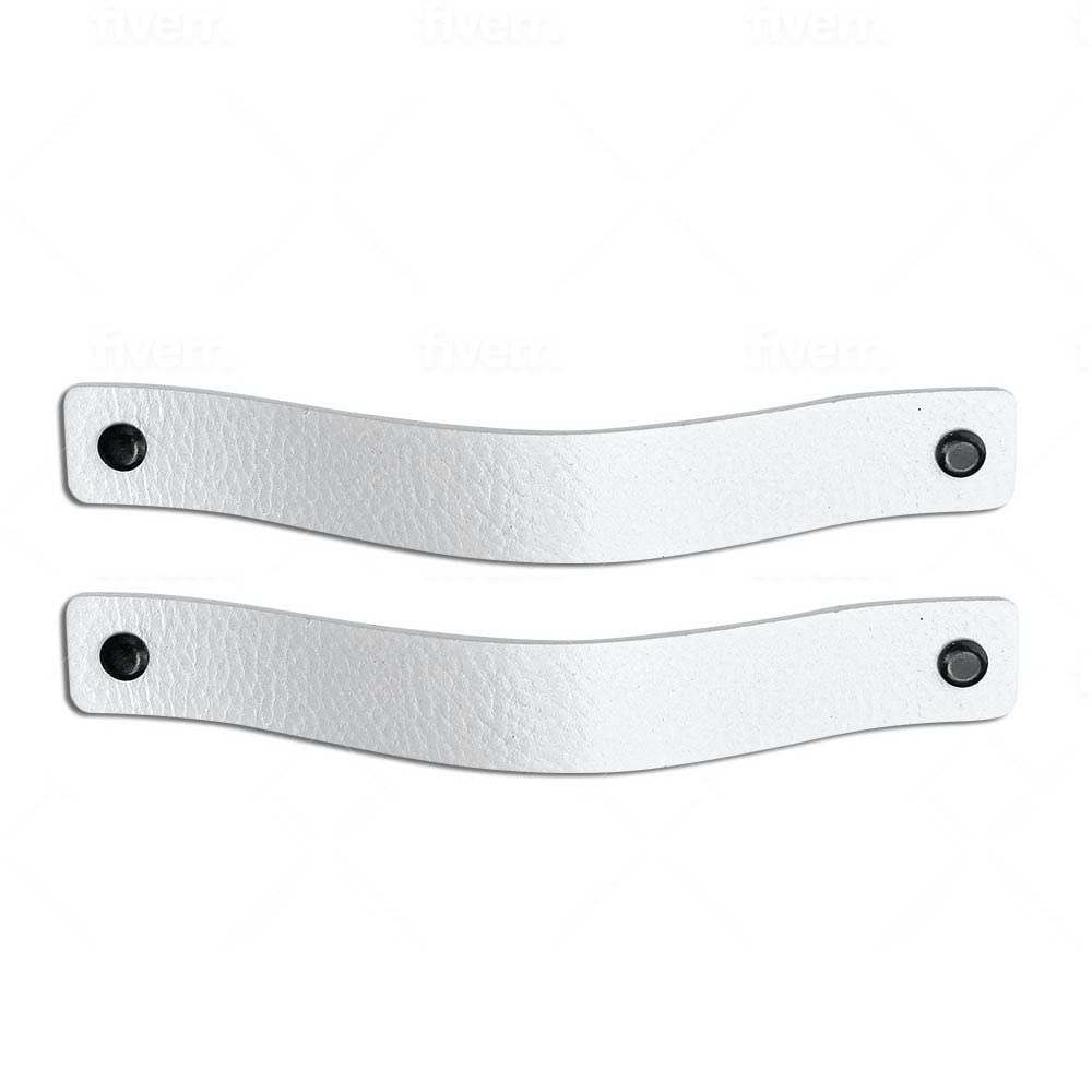 Brute Strength - Leather Handles for Furniture - White - 2 pcs - 20 x 2,5 cm - Cabinet Handle, Door Handle for Kitchen, Bathroom, cabinets, Dresser, Wood โ image 1