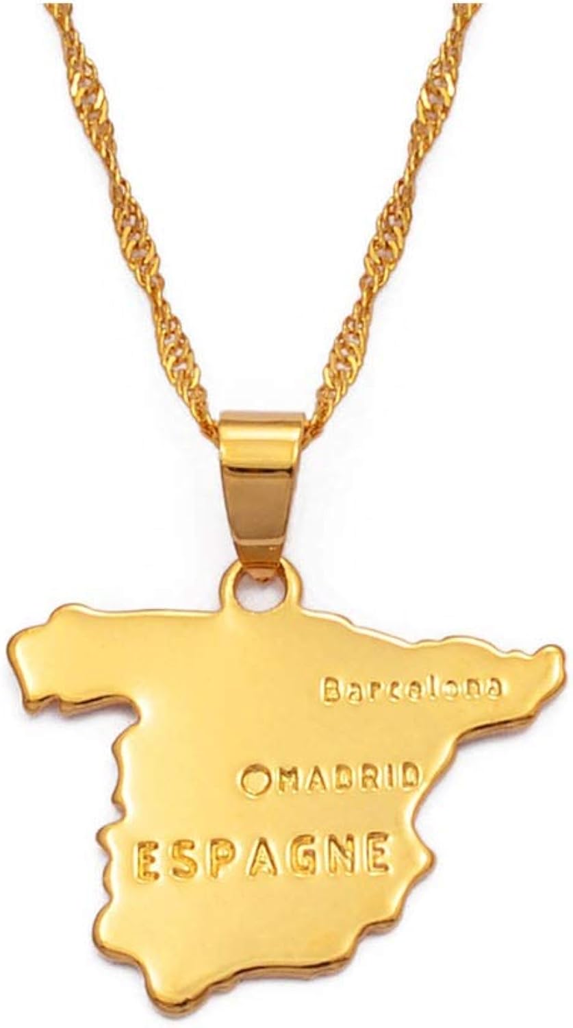 Pendant 2.3cm X 2.7cm / Spain Map Pendant & Necklace Chain