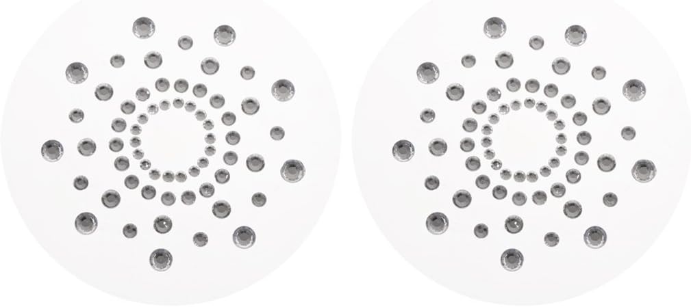 Sixinu 1pair Rhinestone Nipple Stickers Women Bra Breast Pasties Adhesive Sticker Accessories (:White)
