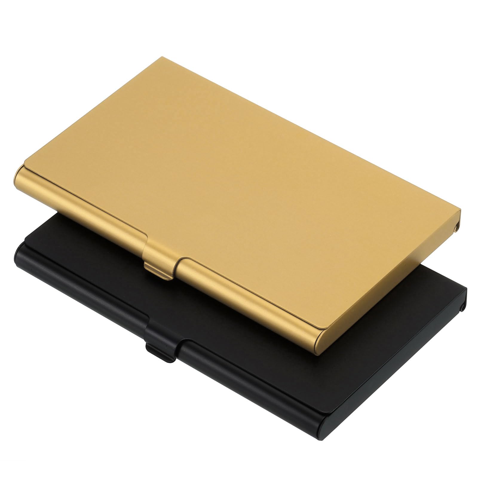 PATIKIL Business Card Holder, 2 Pack Aluminum Metal Card Case Professional Slim Pocket Card Holder for Name Card Credit Card, Orange, Black — image 1