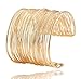 Wire Metal Coil Thin Cuff Bracelet (Gold)