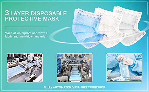 50 Pcs Disposable Face Mask, Breathable Face Masks 3 Ply Protection for Blocking Dust Air Pollution, Daily Protective facemask Bulk for Adult, Men, Women, Indoor, Outdoor Use