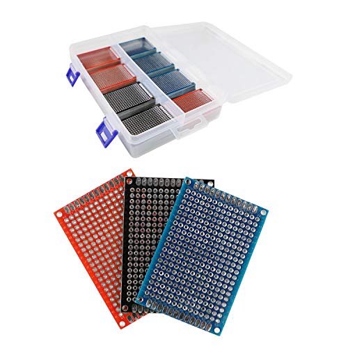 88 Pcs (4x6cm) Double Sided PCB Board Prototype Kit Soldering 3 Colour Universal Printed Circuit Board for DIY Soldering and Electronic Project
