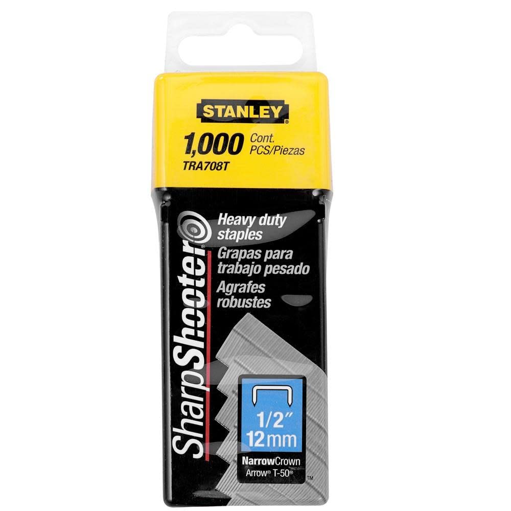 Stanley TRA708T Sharpshooter 1/2-Inch Leg Length Staples, Steel (1000 Count)