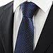 Coxeer Microfiber Men's Ties Necktie Classic Dot Tie for Wedding Formal Wear Business Dress (Check Navy Dark Blue)