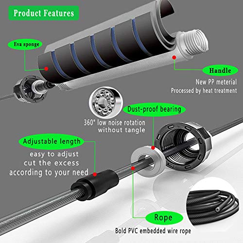 Jump Rope, Adjustable Jumping Rope Workout with Memory Foam Handles, Tangle-Free Skipping Rope with Ball Bearing, Weighted Jump Rope for Exercise Fitness, Speed Jumping Rope for Women Men Kids(Red)