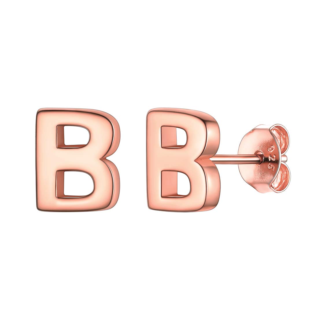 ChicSilver Letter B Stud Earrings for Women Rose Gold Monogram Letter Earring Jewelry — image 1