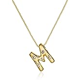 Cicy Bell Initial Necklace for Women 14k Gold Plated Cubic Zirconia Trendy Personalized Dainty Letter Pendant Necklace Gifts