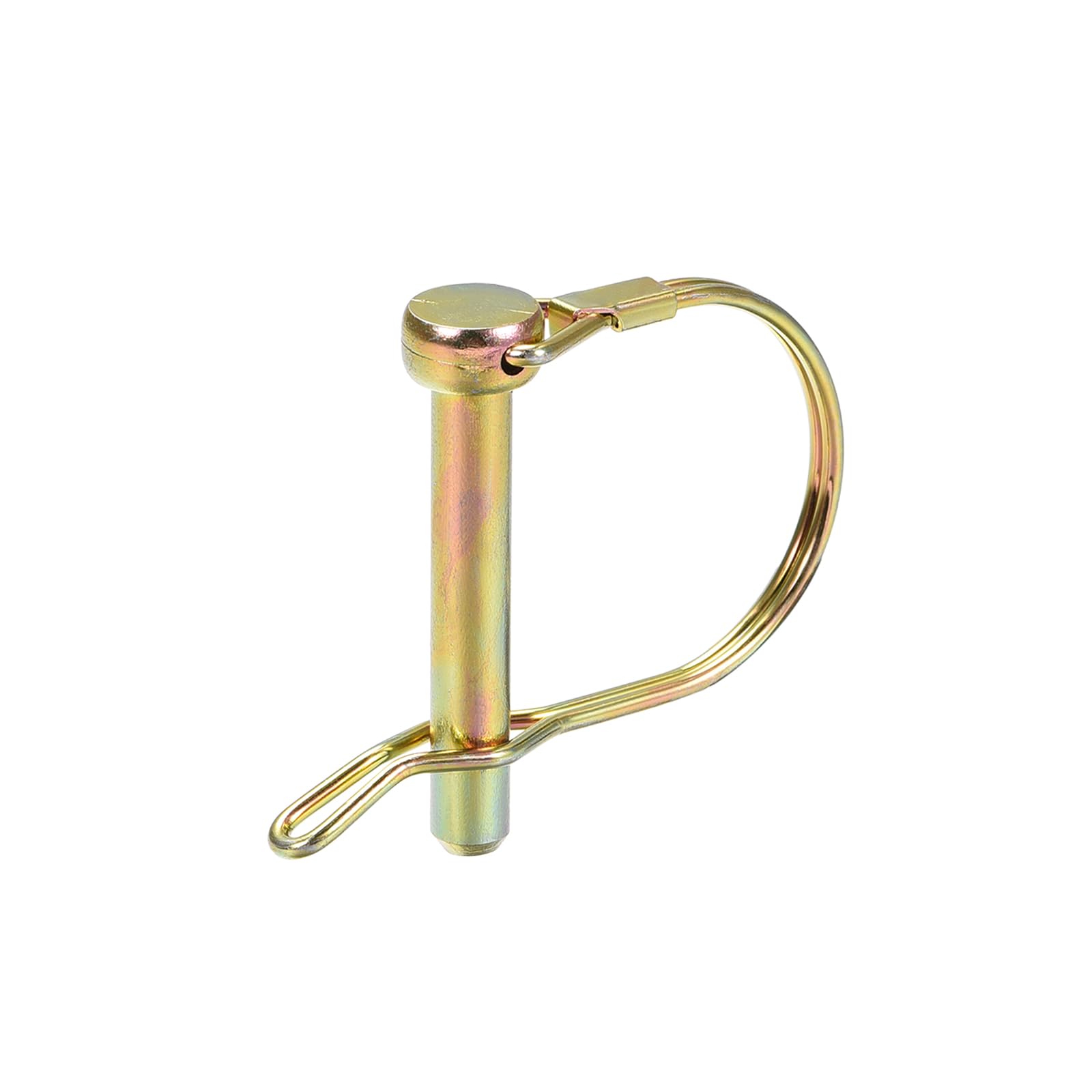 DTGN 8mm x 50mm (DxL) Shaft Locking Pin - 1Pack - Good for Farm Trailers Lawn - Carbon Steel Round Trailer Coupler Pin W/Ear - Gold