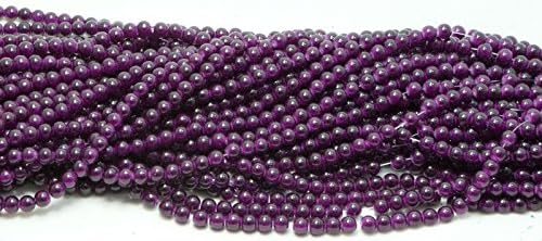 Round Glass Bead - 200pc Strand - Solid Color - Dark Purple/Eggplant