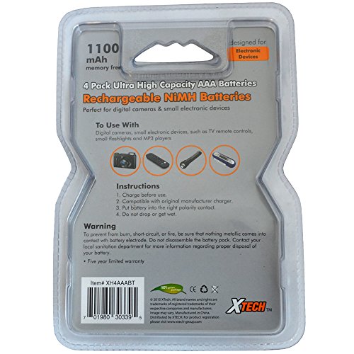Xtech AAA Ultra High-Capacity 1100mah Ni-MH Rechargeable Batteries (12 Pack) - Thumbnail 3