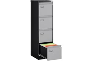 MIIIKO 4 Drawer File Cabinet, Metal Vertical Filing Cabinets with Lock, Home Office File Folders Storage Cabinet for Letter Legal A4 File Size