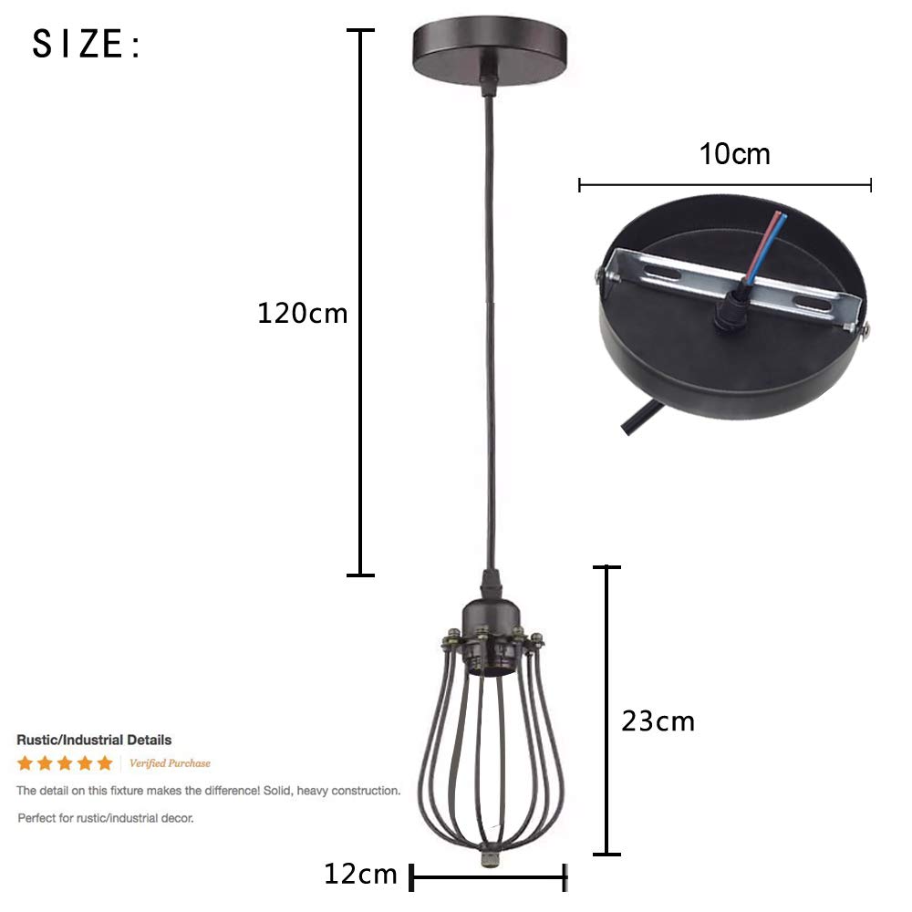 HOOOM Pendant Light Ceiling Mounted Chandelier Fixture, Kitchen Lighting Hanging Light Modern Industrial Edison Vintage Style ( 3 Pack Black NGDD-602)