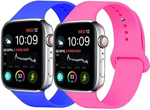for Watch Band 38mm 40mm, MOOLLY Soft Silicone Watch Strap Replacement Sport Band for Apple Watch Band Series 4 Series 3 Series 2 Series 1 Sport & Edition (38mm 40mm M/L, Barbie Pink+.)