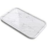 Yew & Tulip 14" x 8.5" Natural Marble Tray for Kitchen, Bathroom, Living Room – Serving/Decorative Vanity Tray for Jewelry, Candles, Decor (Carrara White)