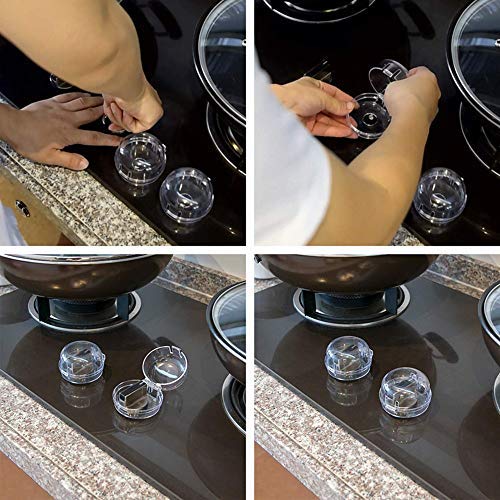 8 Pieces Clear Stove Knob Safety Covers for Gas Stove Child Safety Guards for Burn & Fire Protection, Large Universal Design - Baby Proofing Your Oven Knob Cover & Child Proof Kit - Thumbnail 2